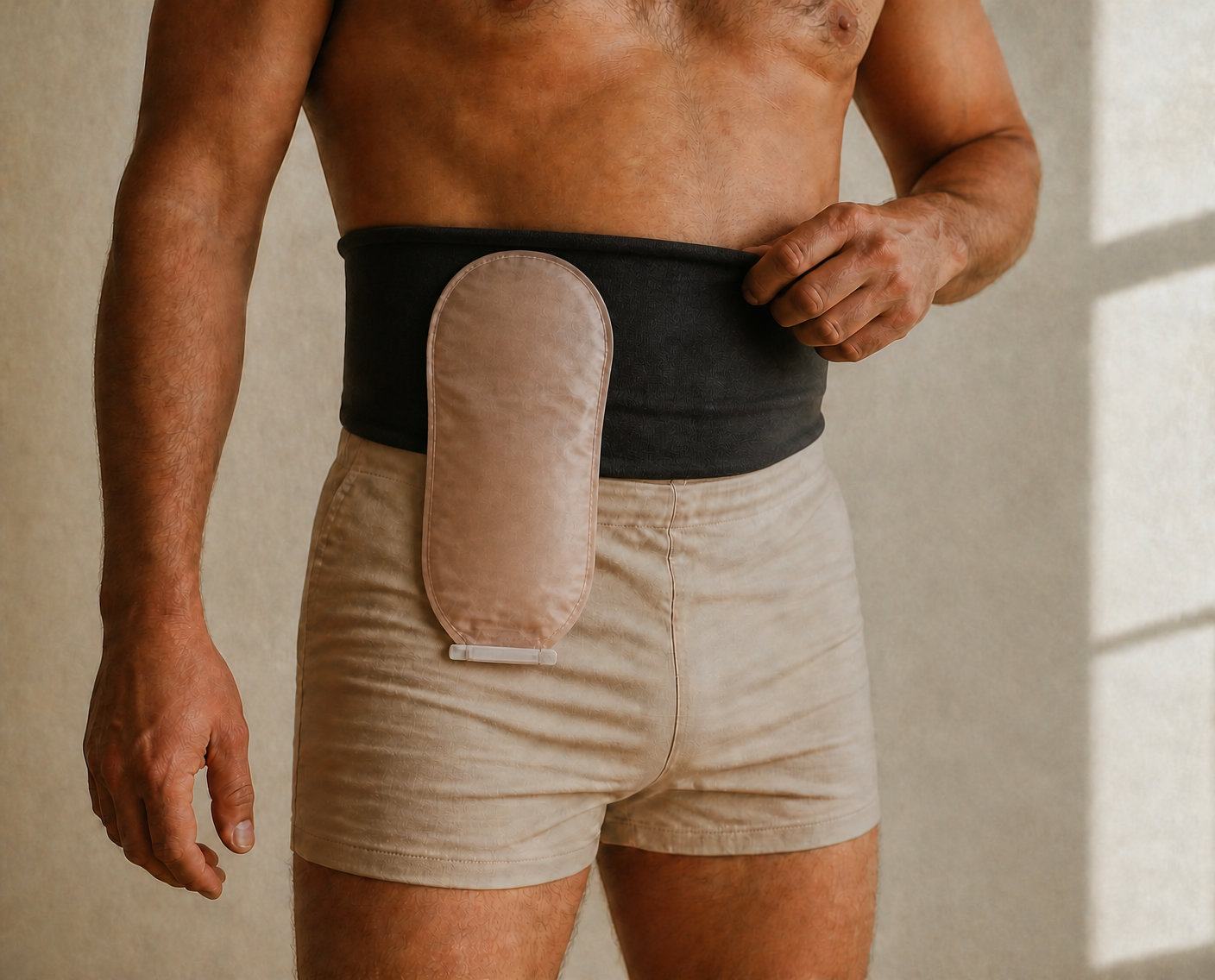 Black belt worn with the flap lifted and the appliance passed through the opening