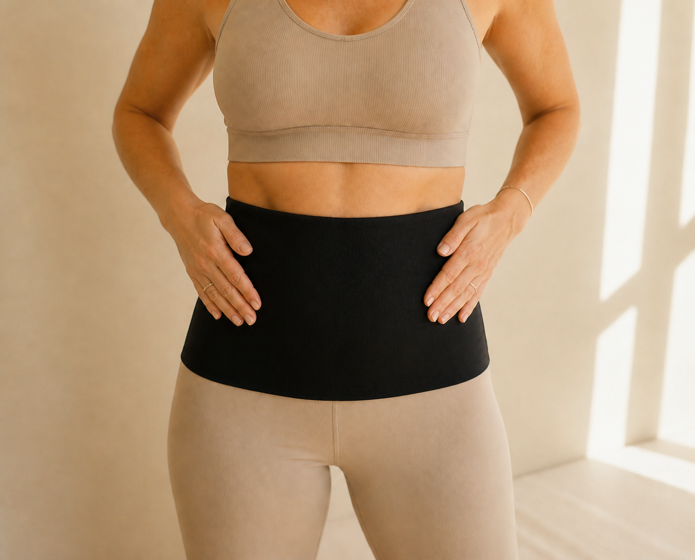 Black belt worn with the flap folded down, smooth and discreet